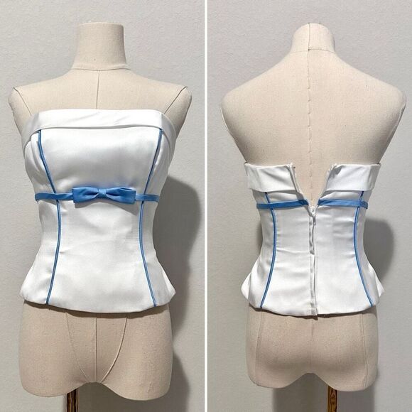 Alfred Angelo Formal Bow Bodice Tube Top 2 Coquette Chic Ballet Princess Classic - Picture 2 of 7